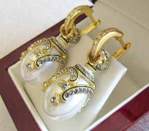 SALE ! EXQUISITE EARRINGS STERLING SILVER with GENUINE PEARL - Picture 1 of 1