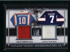 HAWERCHUK / TKACHUK 2016 LEAF IN THE GAME DUAL USED WORN JERSEY #22/45 AN3781