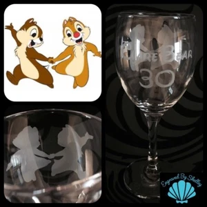 Personalisiertes Disney Chip und Dale Weinglas Handarbeit individuelle Namensgravur! - Bild 1 von 12