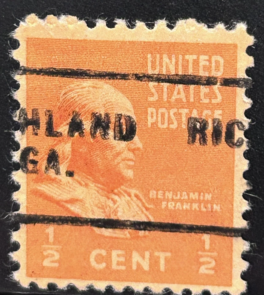 Richland, GEORGIA Precancel TYPE 703 1/2 Cent Ben Franklin Stamp Prexy - Image 1 of 1