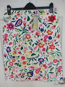 Stunning Boden Multicoloured Floral Print Cotton Pencil Skirt. Size 14L  BNWT.