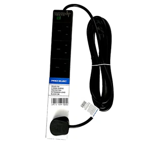 PRO ELEC 6 Gang Extension Lead with Surge Protection Black, 5m - Picture 1 of 3