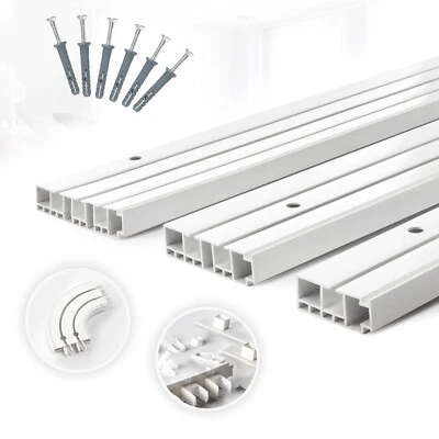 Gardinenschiene PVC 1, 2, 3 läufig Endkappen Vorhang-Clips Blende Endrundbogen - Bild 1 von 2