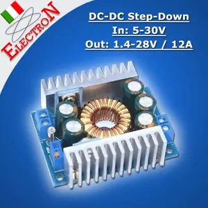 CONVERTITORE DC-DC In 5-30V / Out 1.4-28V 12A Step Down 95% Alimentatore DC - Foto 1 di 4