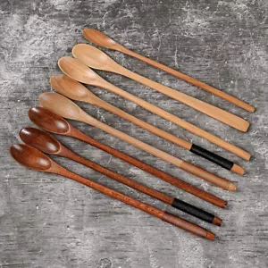 Cucchiai in legno per cucinare tè miele mescolare cucchiaini miele manico lungo - Foto 1 di 16