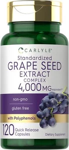 Grape Seed Extract Capsules 4,000Mg 120 Count Standardized Extract Complex with  - Picture 1 of 8