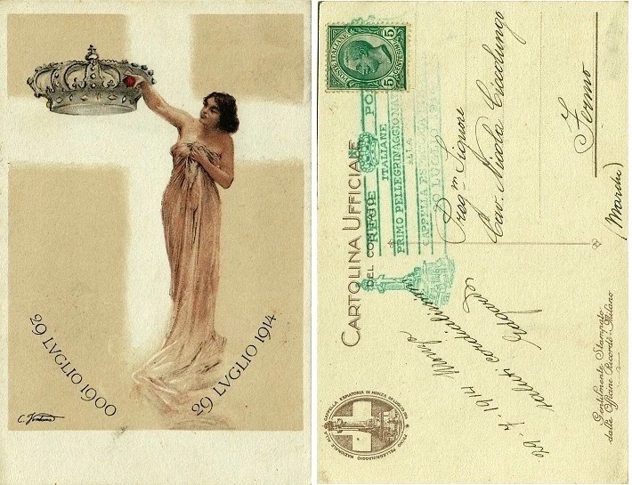 GG321-CARTOLINA UFFICIALE,ANNIVERSARIO MORTE UMBERTO I,ANNULLO SPECIALE, FONTANA - Immagine 1 di 1