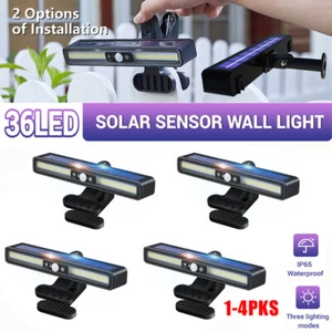 Solar Lights Outdoor Waterproof Tree Clip 36 LED Motion Sensor Wall Fence Light - Picture 1 of 15