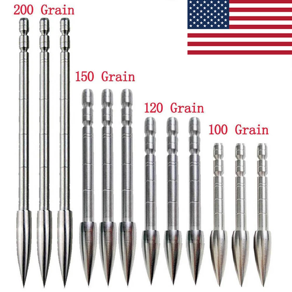 12X Archery Arrowheads Insert Tips 100-200gr Field Point 4.2mm Arrow Shaft DIY - Image 1 of 4
