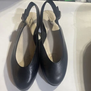 Trotters Damen-Sandale schwarz Leder & Lackleder Fersenriemen niedriger Absatz Größe 9M - Bild 1 von 9