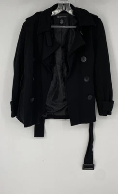 Casaco feminino Inc International Concepts com cinto preto peito duplo ervilha tamanho P - Imagem 1 de 4