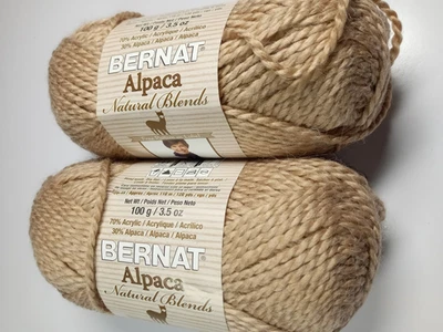 Bernat Yarn Alpaca Natural Blends Lot of 2 Each 120 Yards Color # 93011 Wheat - Image 1 of 2