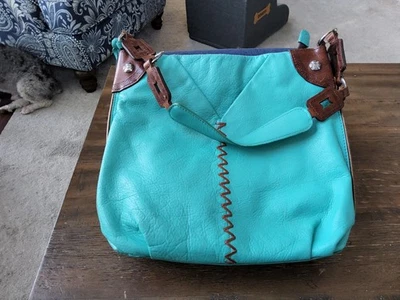 Brighton Shayla Africa Hobo Turquoise Shoulder Bag  Pebbled Leather Purse - Image 1 of 4