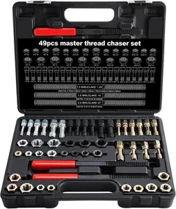 49Pcs Thread Chaser Set Metric SAE Rethreading w/ 22 Taps 24 Dies 2 Thread Files - Bild 1 von 8