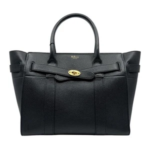 MULBERRY Bayswater Handbag Tote Bag Shoulder Bag turnlock Leather Black - Picture 1 of 10