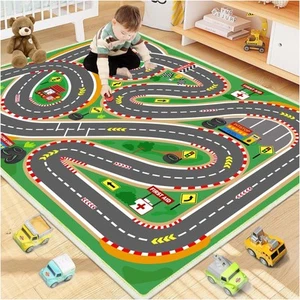 Kids Rug Race Track Play mat Playroom Rug Car Rugs for Kids Toy Cars Road Rug... - Picture 1 of 6