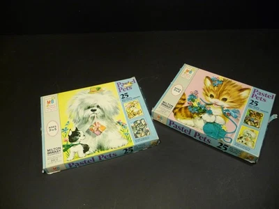 VINTAGE 1971 PASTEL PETS JIGSAW PUZZLES-PUPPY & KITTEN SUPER RARE COOL CUT-OUTS - Image 1 of 4