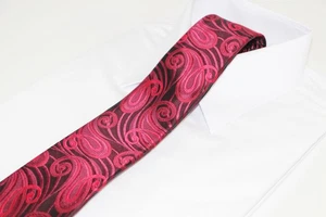 Corbata de cuello de 8 cm con estampado de remolino borgoña y negro para hombre - Imagen 1 de 1
