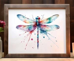 Libelle Kunstdruck, bunte Libelle Wandbild Deko, Natur Kunstdruck #41 - Bild 1 von 2