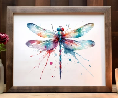 Impressão artística de libélula, decoração colorida de parede de libélula, impressão artística da natureza #41 - Imagem 1 de 2