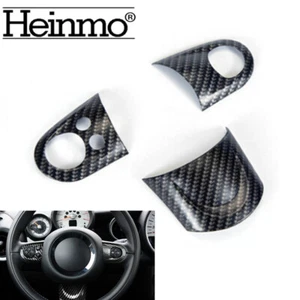 Carbon Fiber Steering Wheel Button Cover Trim For  Cooper S R55 R56 R57 R60 - Foto 1 di 4