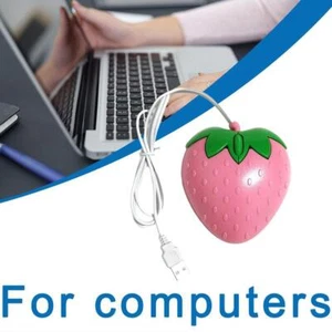 Cute Pink Strawberry Wired Mouse USB PC Computer Laptop✨s D8M8 Q3P8 I8P7 R0G9 - Picture 1 of 8
