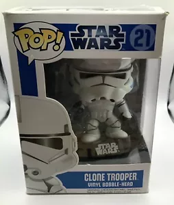 Funko POP! Star Wars CLONE TROOPER #21 Caja Azul ABOVEDADA Caja de Daños Desgaste Ver Foto - Imagen 1 de 8