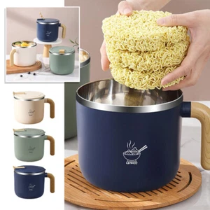 Stainless Steel Instant Noodle Bowl w Draining Hole Sealing Lid Soup Thermal Mug - Picture 1 of 20