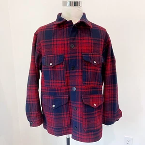 Vintage 70’s Pendleton XL Wool Hunting Jacket Red Plaid Shacket Utility Jacket - Picture 1 of 11