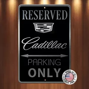 Cartello solo parcheggio Cadillac nero su alluminio spazzolato inciso 8" x 12" GUARDA! - Foto 1 di 5