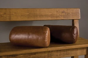 Bolster Leather Cover Yoga Cushion Pillow Roll Neck Soft Case Cushions Brown 3 - Picture 1 of 3