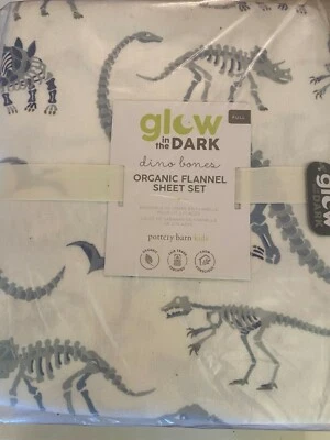 Pottery DINO BONES VAR Sizes Sheet Set Organic Cotton New Christmas FLANNEL NWTG - Image 1 of 2