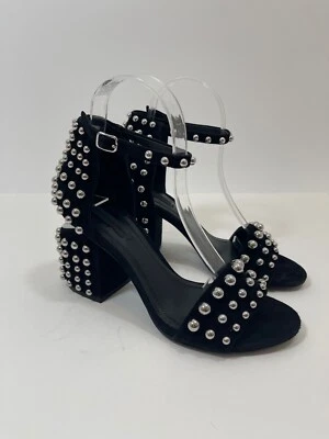 Sandalias de ciudad Alexander Wang Abby de gamuza con tachuelas tacón inclinable en negro talla 38 Foto 1 de 4