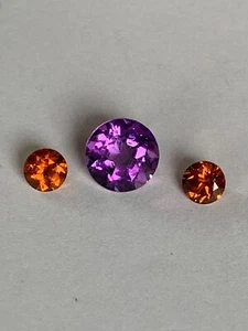 Andy's Gem Garage Sale - 7mm Amethyst Round / Garnet Combo- Natural WOWZA! - Picture 1 of 4