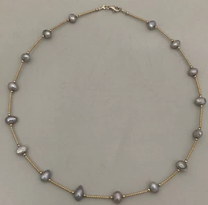 Collana Vintage Boutique Argento Sterling 925 7g con Perle Marine Blu M11 - Foto 1 di 4