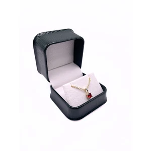 YELLOW GOLD FINISH Round Cut Red Ruby Pendant Necklace - Picture 1 of 4