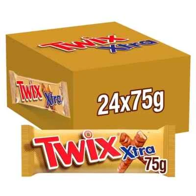 Twix Xtra Chocolate Biscuit Twin Bars 24 x 75g Full box Fast Free Delivery - Image 1 of 3