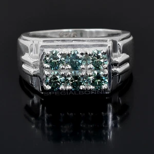 1ct Certified  Blue Diamonds Solitaire Men's Ring ! Tariff Free - Picture 1 of 10