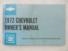 1972 CHEVROLET CHEVY CAPRICE IMPALA BISCAYNE BEL AIR Owners Manual 15989