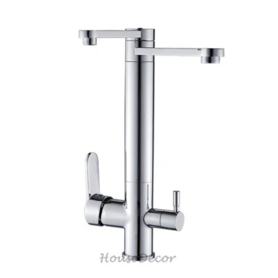 Modern 3 Way Kitchen Sink Faucet RO Pure Water Twin Lever Swivel Spout Faucet - Image 1 of 4