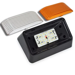 RV LED Porch Light rectangle clear amber lens camper RV trailer Black exterior - Bild 1 von 8