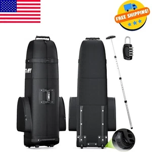 Hard Case Golf Club Travel Bag with Wheels Luggage Lock Cover Airline Waterproof - Picture 1 of 7