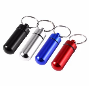 Waterproof Mini Aluminum Medicine Pill Box Case Bottle Holder Container Keychain - Picture 1 of 2