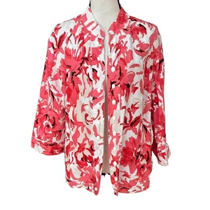Elementz 100% linen floral embelished open front blazer Size L - Picture 1 of 6