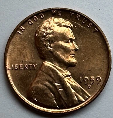 1959-D/D UNC LINCOLN MEMORIAL CENT - WRPM -008 (N/E) - FREE SHIPPING! - Image 1 of 4