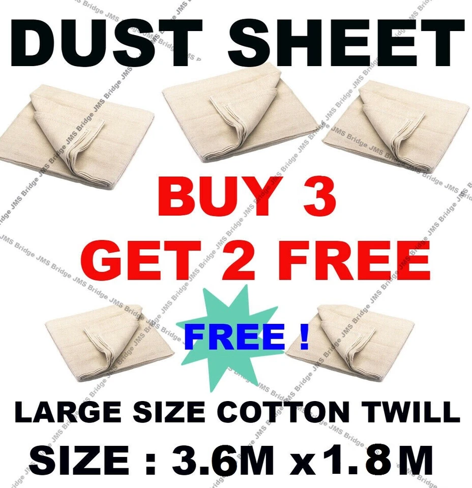 JMS BRIDGE DUST SHEET COTTON HEAVY DUTY 100% COTTON TWILL DIY PROFESSIONAL PAINTERS LARGE