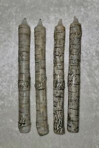 9.5" Tall White Birch Tree Bark Theme Winter Christmas Taper Candle Set of 4