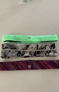 Lululemon Headbands Lot of 3 Black / Gray Purple And Green - Picture 1 of 4