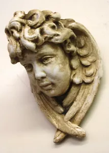 Soporte de estante de pared para cara de querubín ángel vintage placa alada acabado antiguo - Imagen 1 de 7