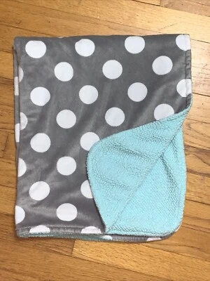 Manta de bebé Sherpa gris blanco lunares y azul aguamarina Garanimals Foto 1 de 4